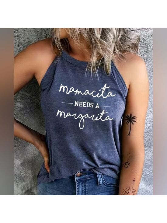 Tops - NWOT Blue Mamcita Needs a Margarita Tank Top